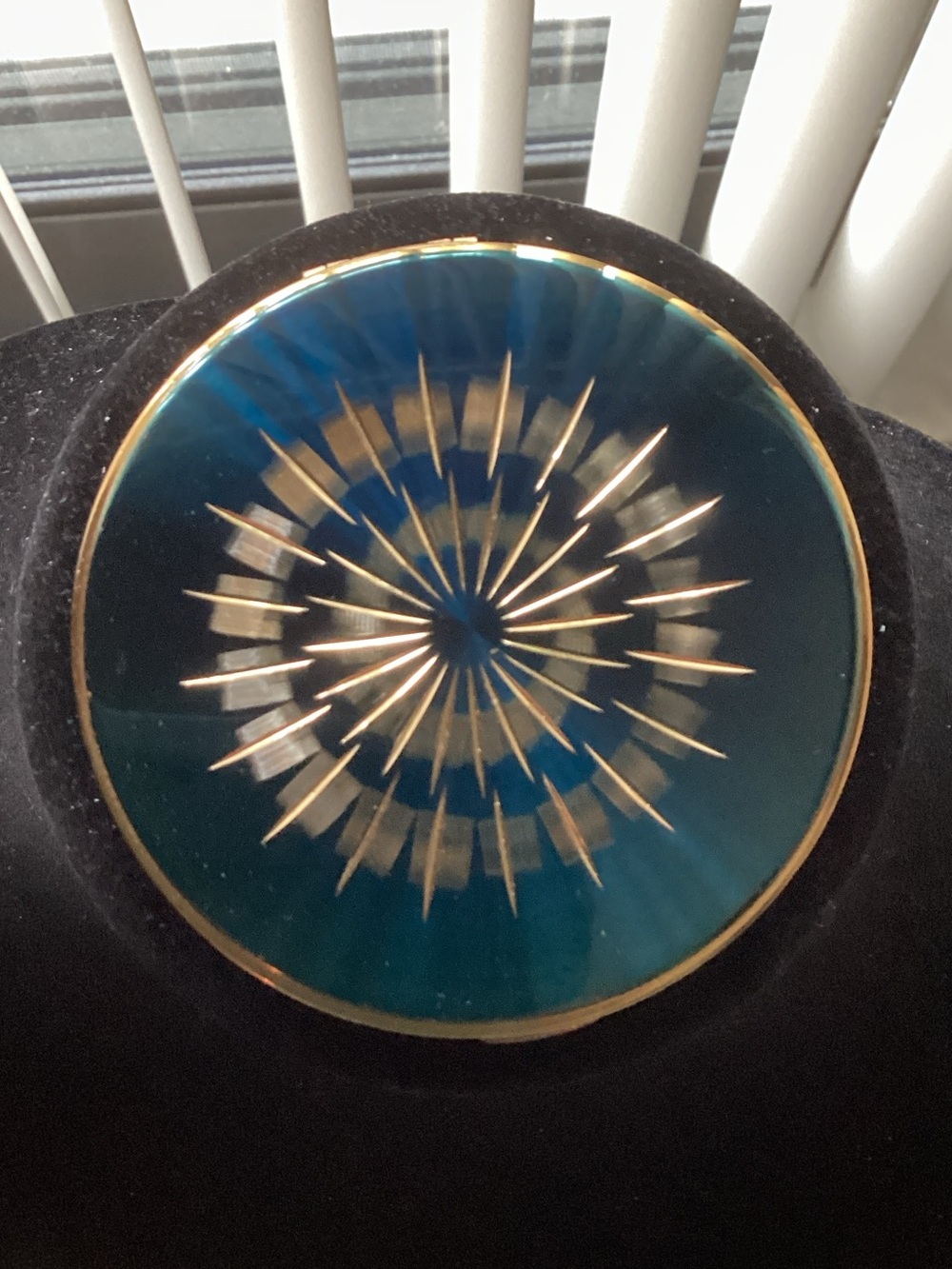 Blue and Gold Compact by Stratton “Margaret Rose” Beautiful Condition